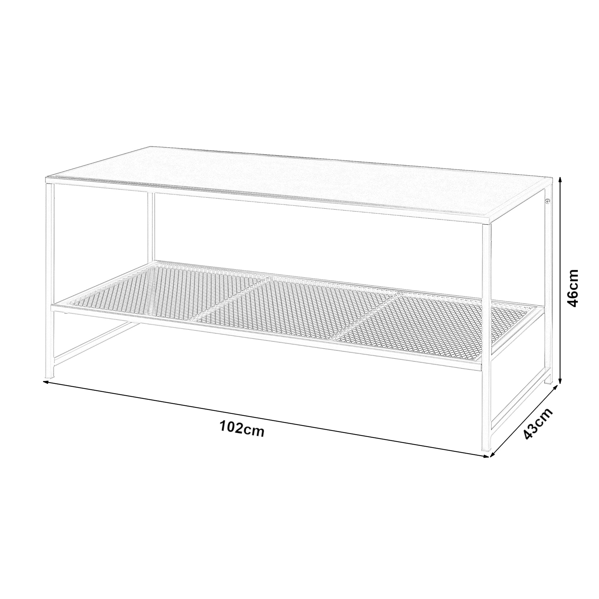 Tavolino Basso Ruokolahti in Acciaio Ripiano Reticolato - Bianco opaco [en.casa]