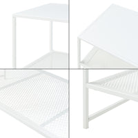 Tavolino Basso Ruokolahti in Acciaio Ripiano Reticolato - Bianco opaco [en.casa]