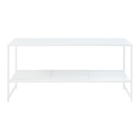 Tavolino Basso Ruokolahti in Acciaio Ripiano Reticolato - Bianco opaco [en.casa]