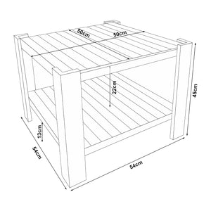 Tavolino Basso Malax con 2 Ripiani a Doghe Legno di Pino Naturale [en.casa]