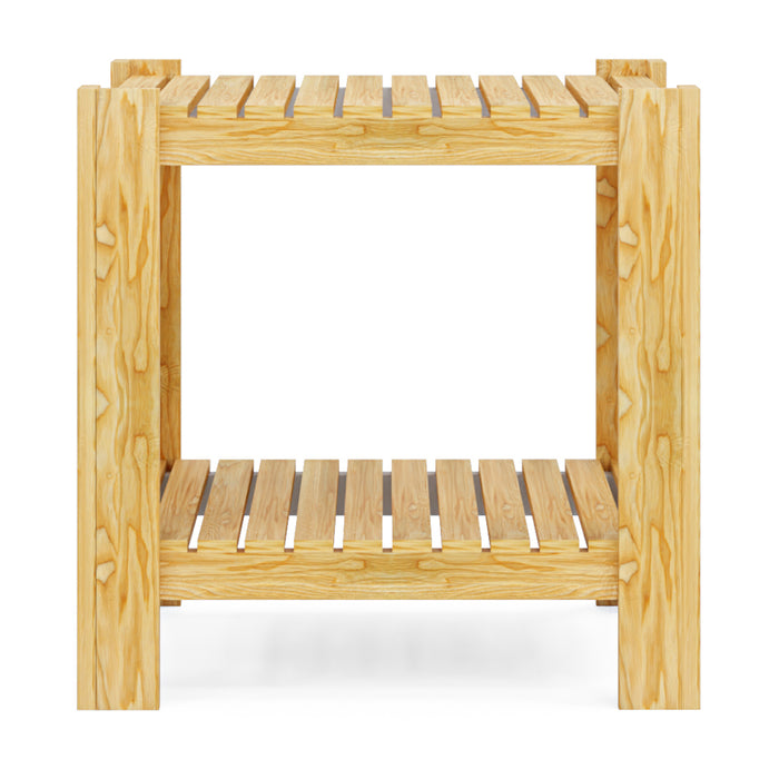 Tavolino Basso Malax con 2 Ripiani a Doghe Legno di Pino Naturale [en.casa]