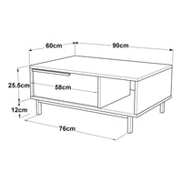 Tavolino Majaajoå da Salotto con Scomparto Chiuso e Aperto - Effetto Rovere [en.casa]