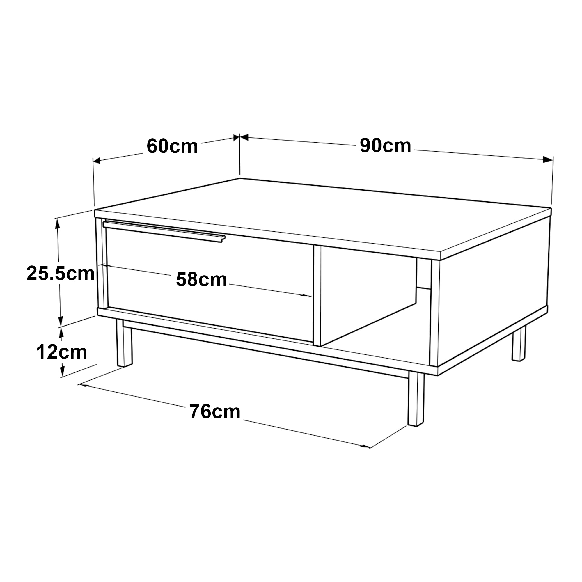 Tavolino Majaajoå da Salotto con Scomparto Chiuso e Aperto - Effetto Rovere [en.casa]