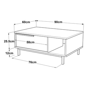 Tavolino Majaajoå da Salotto con Scomparto Chiuso e Aperto - Effetto Rovere [en.casa]