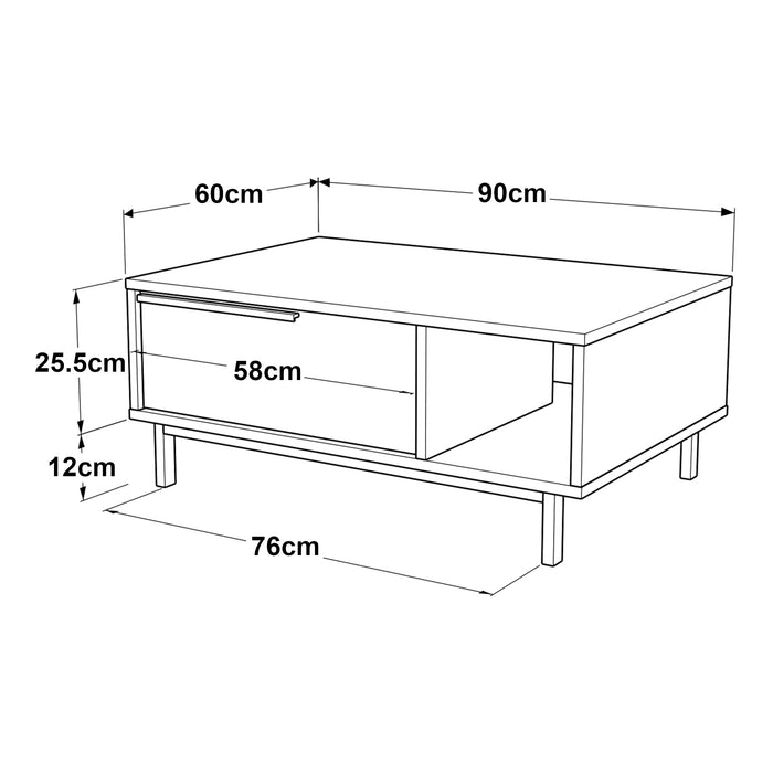 Tavolino Majaajoå da Salotto con Scomparto Chiuso e Aperto - Effetto Rovere [en.casa]