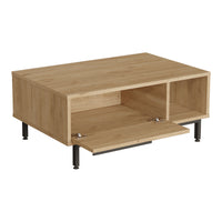 Tavolino Majaajoå da Salotto con Scomparto Chiuso e Aperto - Effetto Rovere [en.casa]