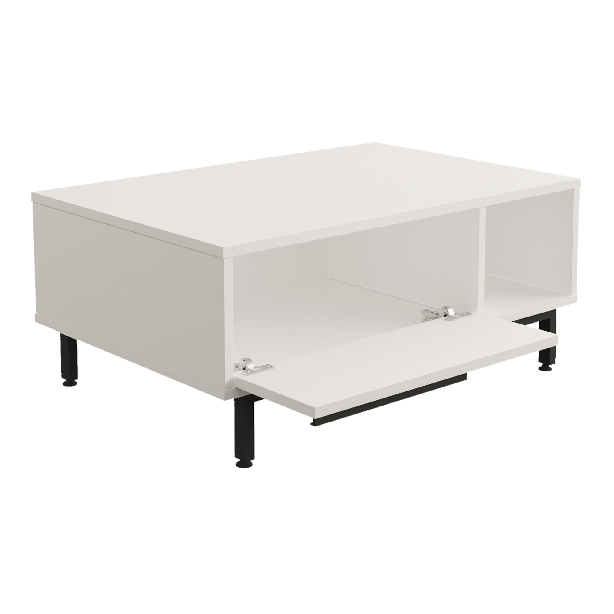 Tavolino Majaajoå da Salotto con Scomparto Chiuso e Aperto - Bianco [en.casa]