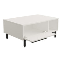Tavolino Majaajoå da Salotto con Scomparto Chiuso e Aperto - Bianco [en.casa]