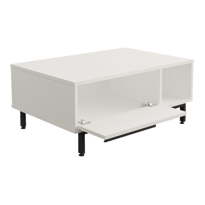Tavolino Majaajoå da Salotto con Scomparto Chiuso e Aperto - Bianco [en.casa]