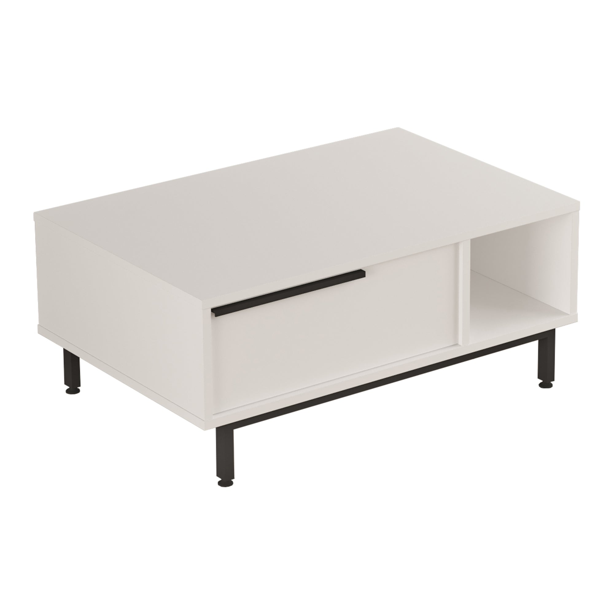 Tavolino Majaajoå da Salotto con Scomparto Chiuso e Aperto - Bianco [en.casa]