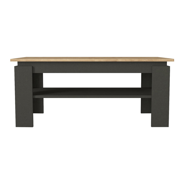 Tavolino Centrale da Caffè Krirdfjos con Ripiano 110x60x47 cm - Antracite/Effetto Rovere Zaffiro [en.casa]