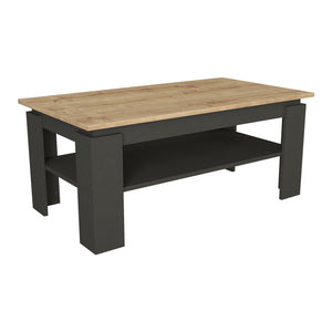 Tavolino Centrale da Caffè Krirdfjos con Ripiano 110x60x47 cm - Antracite/Effetto Rovere Zaffiro [en.casa]