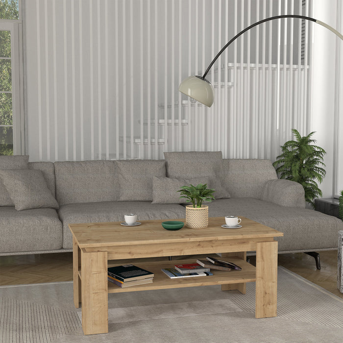 Tavolino Centrale da Caffè Krirdfjos con Ripiano 110x60x47 cm - Effetto Rovere Zaffiro [en.casa]