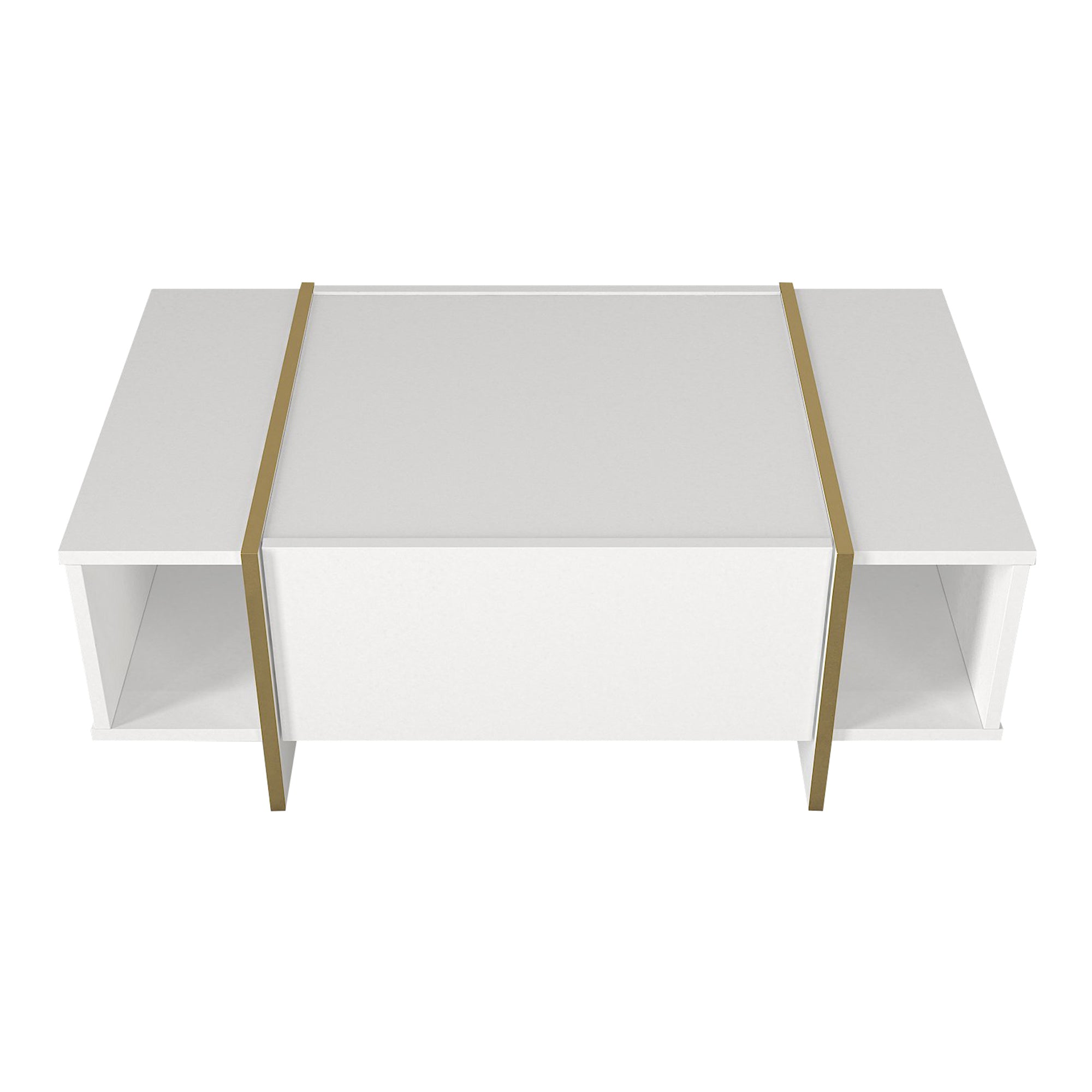 Tavolino Centrale da Salotto Tavak 104 x 60 x 38 cm - Bianco / Oro [en.casa]