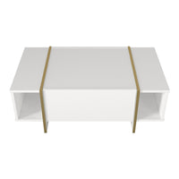 Tavolino Centrale da Salotto Tavak 104 x 60 x 38 cm - Bianco / Oro [en.casa]