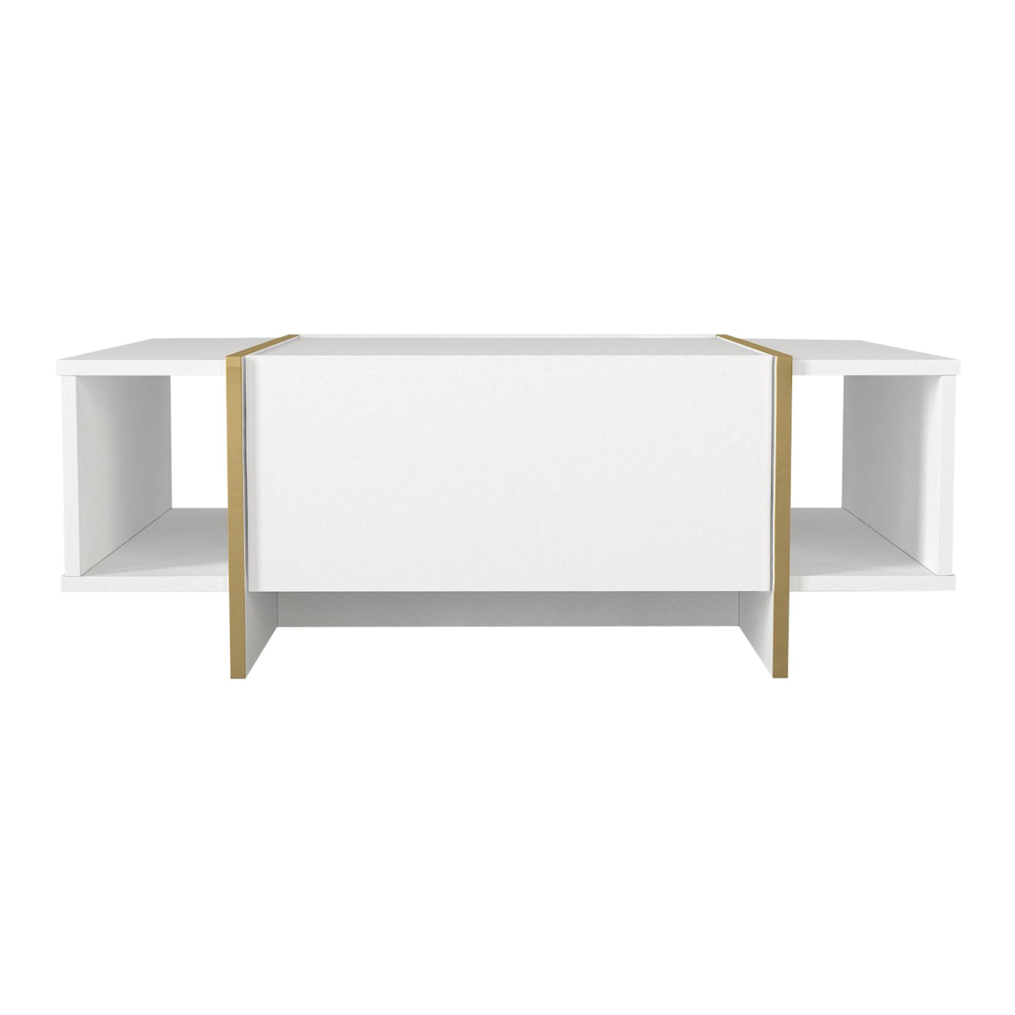 Tavolino Centrale da Salotto Tavak 104 x 60 x 38 cm - Bianco / Oro [en.casa]