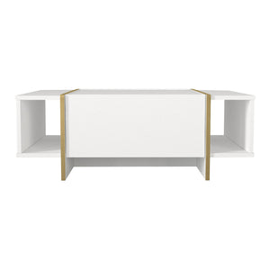 Tavolino Centrale da Salotto Tavak 104 x 60 x 38 cm - Bianco / Oro [en.casa]