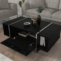 Tavolino Centrale da Salotto Tavak 104 x 60 x 38 cm - Nero / Argento [en.casa]