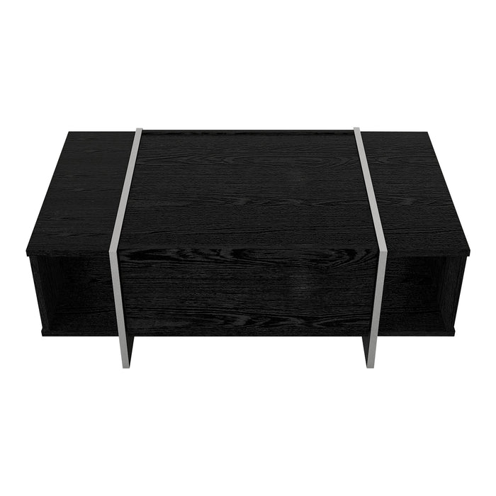 Tavolino Centrale da Salotto Tavak 104 x 60 x 38 cm - Nero / Argento [en.casa]