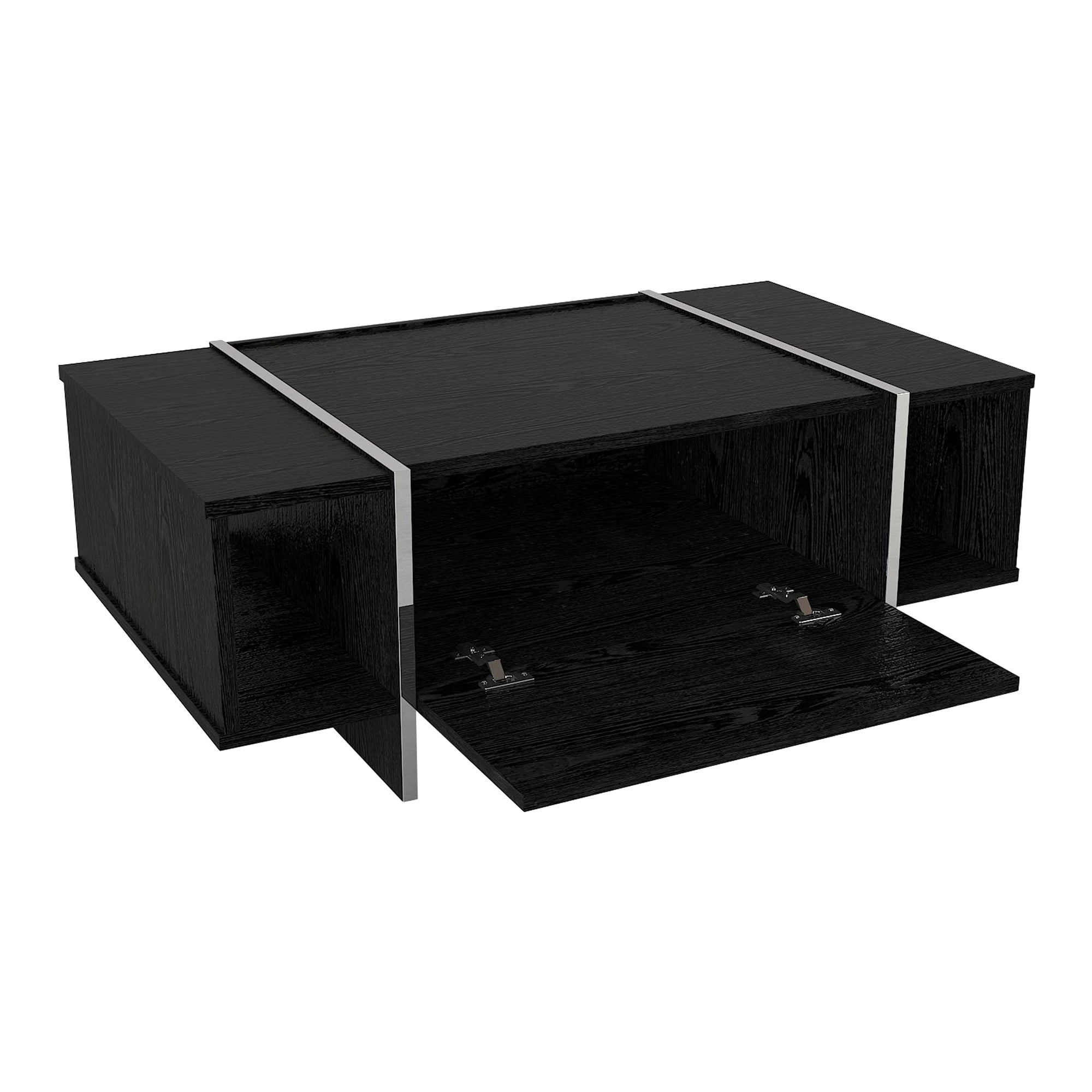 Tavolino Centrale da Salotto Tavak 104 x 60 x 38 cm - Nero / Argento [en.casa]