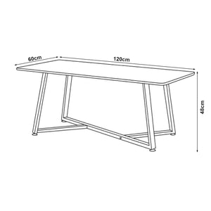 Tavolino Centrale da Salotto Riskiften 120 x 60 x 48 cm - Effetto Marmo / Nero [en.casa]