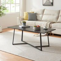 Tavolino Centrale da Salotto Riskiften 120 x 60 x 48 cm - Effetto Marmo / Nero [en.casa]