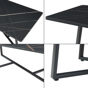 Tavolino Centrale da Salotto Riskiften 120 x 60 x 48 cm - Effetto Marmo / Nero [en.casa]