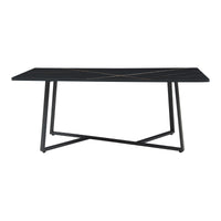 Tavolino Centrale da Salotto Riskiften 120 x 60 x 48 cm - Effetto Marmo / Nero [en.casa]