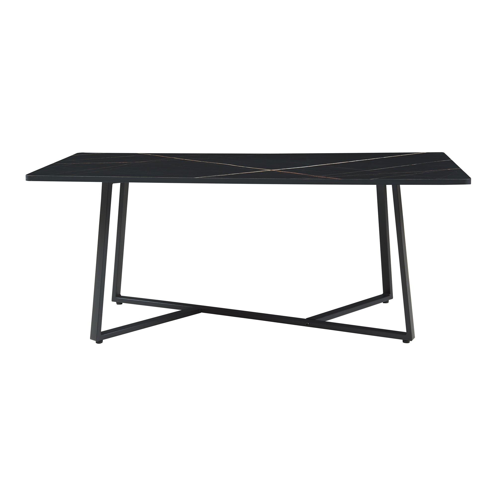 Tavolino Centrale da Salotto Riskiften 120 x 60 x 48 cm - Effetto Marmo / Nero [en.casa]