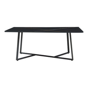 Tavolino Centrale da Salotto Riskiften 120 x 60 x 48 cm - Effetto Marmo / Nero [en.casa]