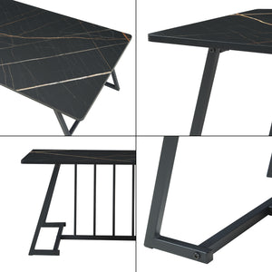 Tavolino Centrale da Salotto Nospoo 120x60x46 cm Effetto Marmo Nero [en.casa]