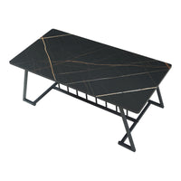 Tavolino Centrale da Salotto Nospoo 120x60x46 cm Effetto Marmo Nero [en.casa]