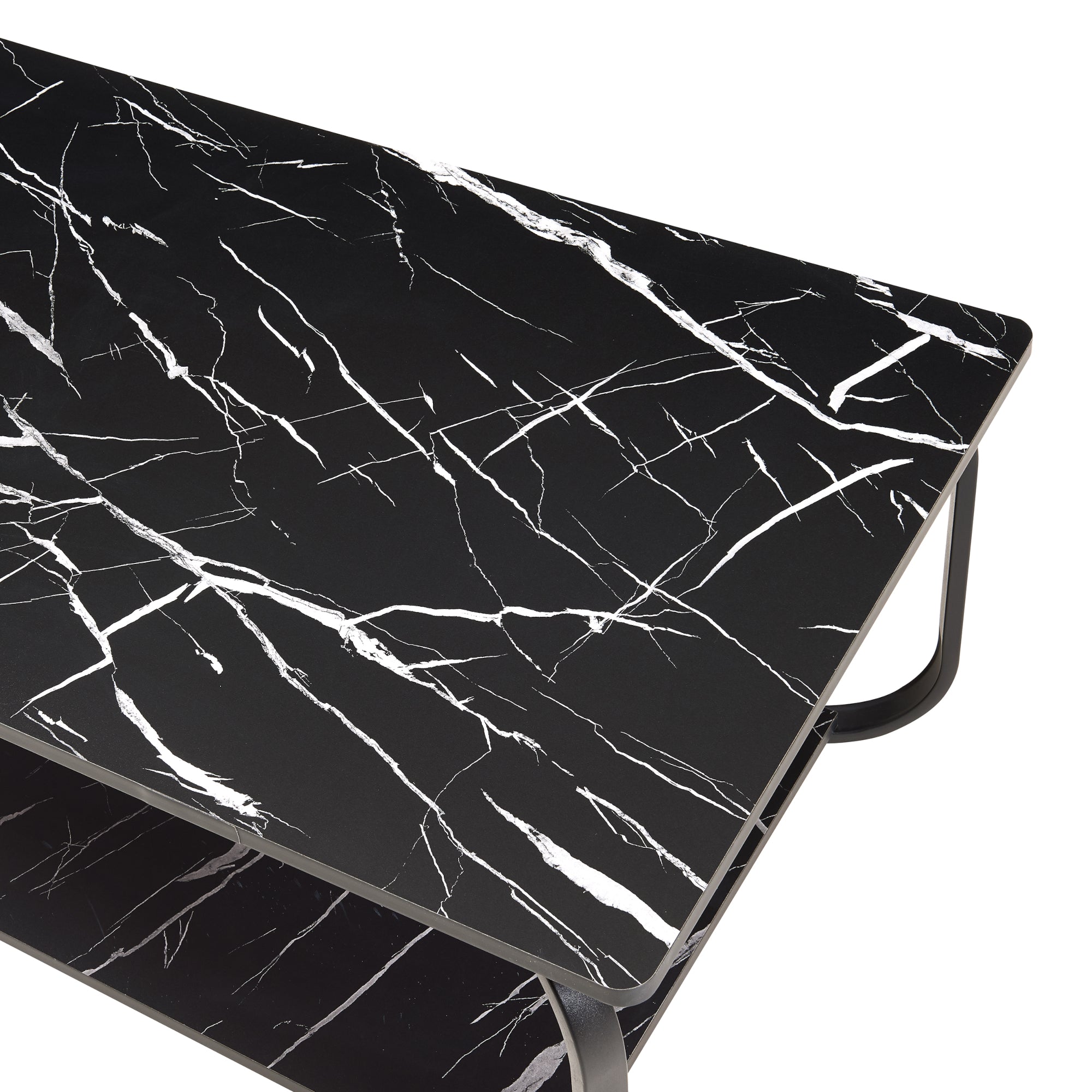 Tavolino Centrale da Salotto Kolta con Ripiano 120x60x43 cm - Effetto Marmo Nero [en.casa]