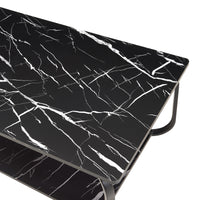 Tavolino Centrale da Salotto Kolta con Ripiano 120x60x43 cm - Effetto Marmo Nero [en.casa]