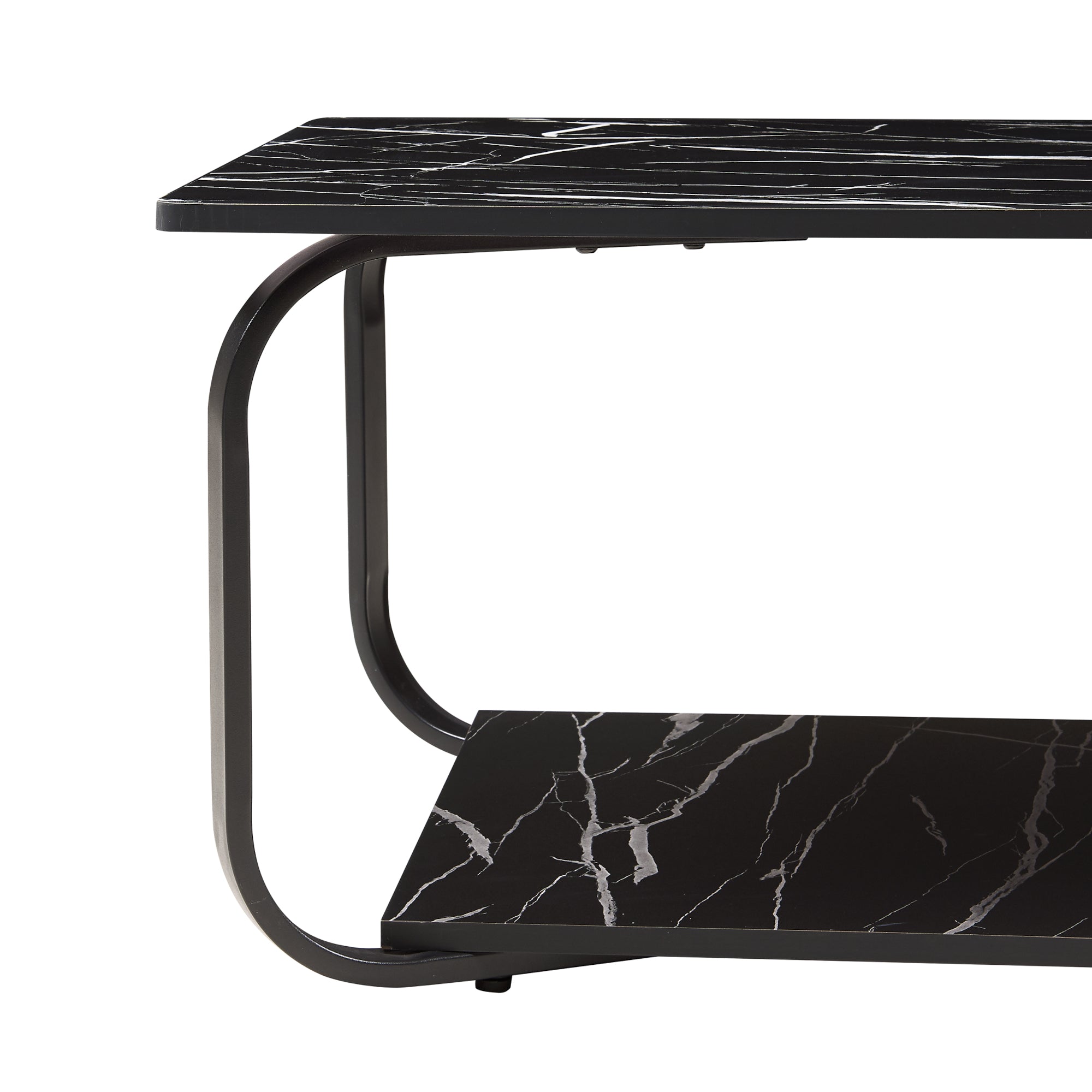 Tavolino Centrale da Salotto Kolta con Ripiano 120x60x43 cm - Effetto Marmo Nero [en.casa]