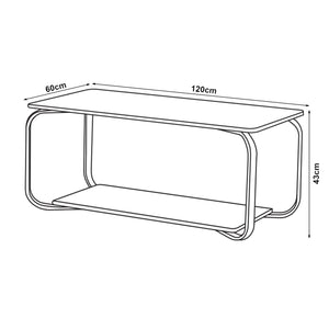 Tavolino Centrale da Salotto Kolta con Ripiano 120x60x43 cm - Effetto Marmo Bianco/Nero [en.casa]