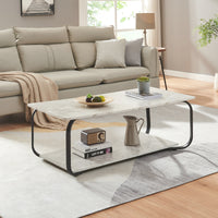 Tavolino Centrale da Salotto Kolta con Ripiano 120x60x43 cm - Effetto Marmo Bianco/Nero [en.casa]