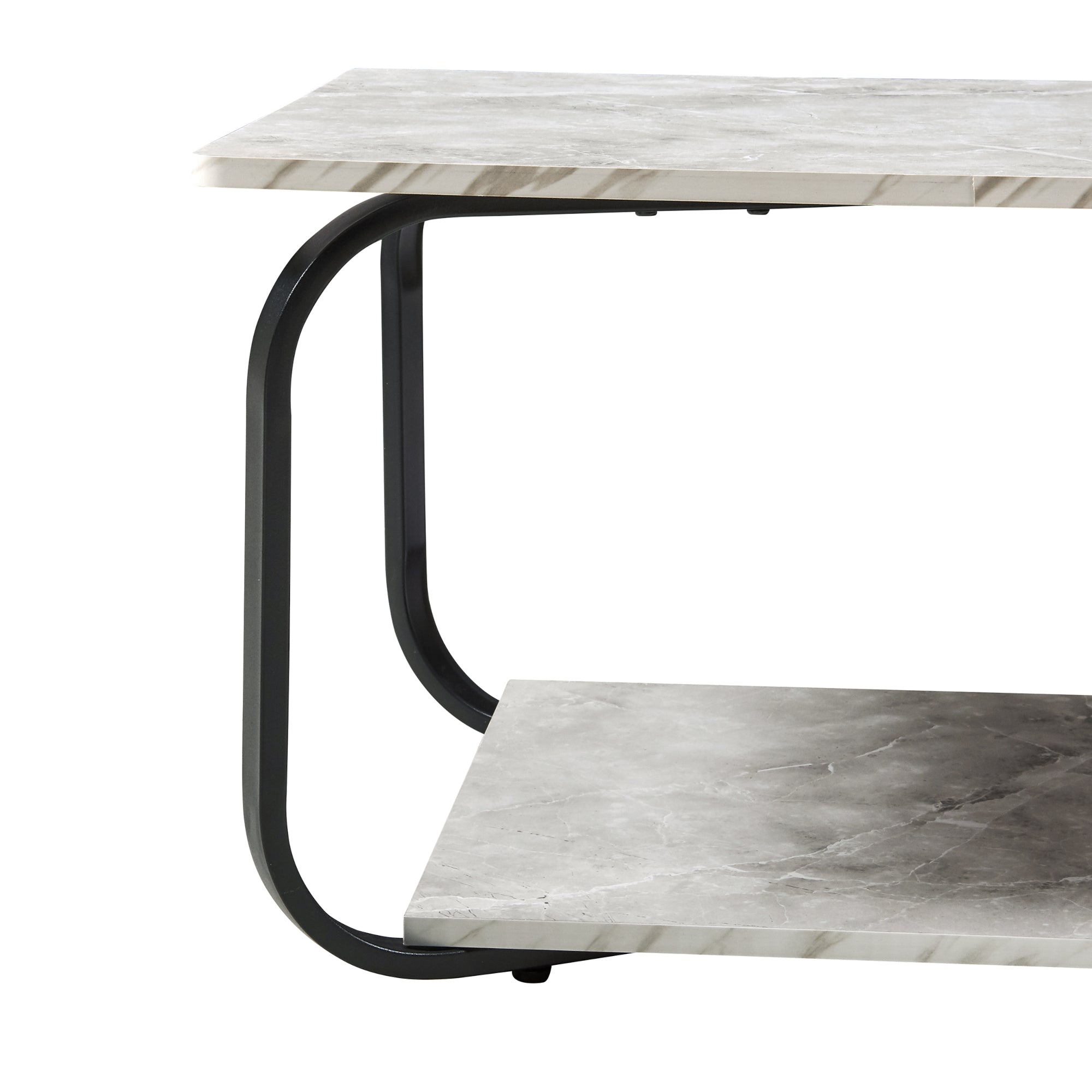 Tavolino Centrale da Salotto Kolta con Ripiano 120x60x43 cm - Effetto Marmo Bianco/Nero [en.casa]