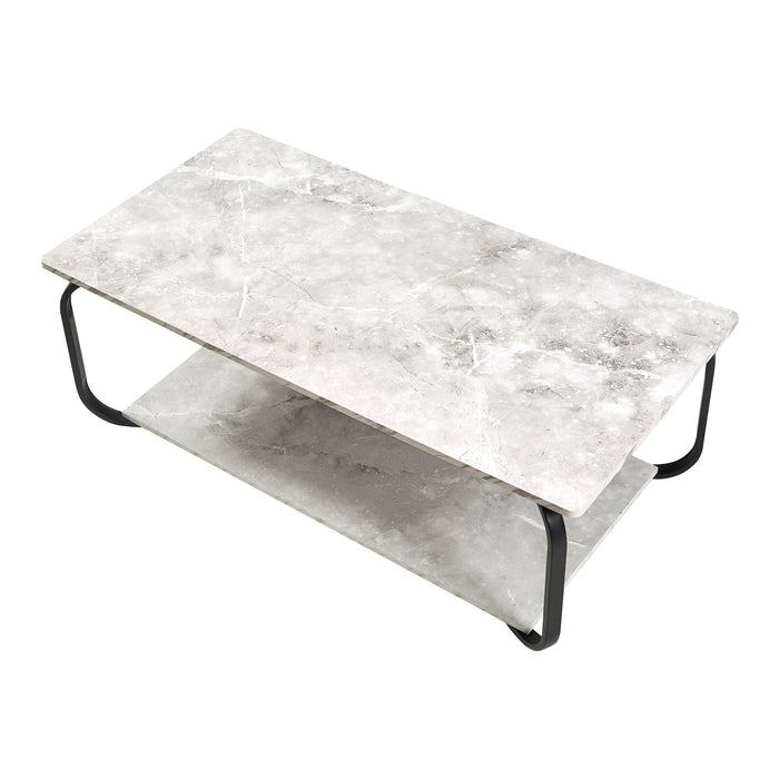 Tavolino Centrale da Salotto Kolta con Ripiano 120x60x43 cm - Effetto Marmo Bianco/Nero [en.casa]