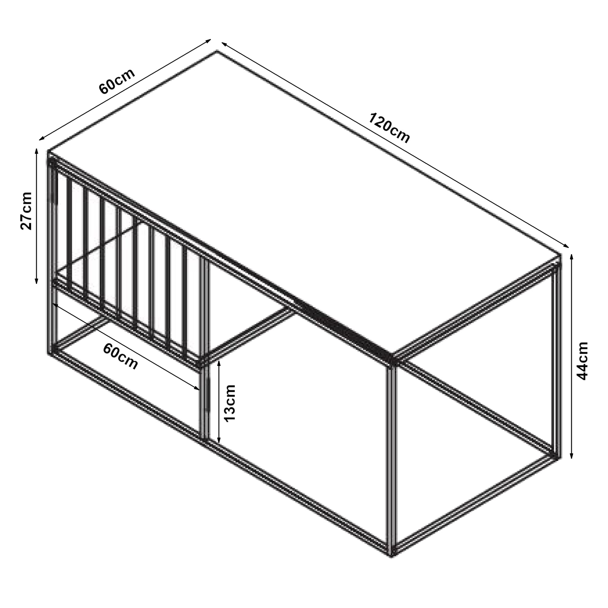 Tavolino Centrale da Salotto Raukurg con Ripiano 120 x 60 x 44 cm - Effetto Marmo Nero [en.casa]
