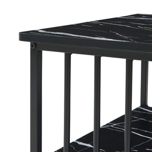 Tavolino Centrale da Salotto Raukurg con Ripiano 120 x 60 x 44 cm - Effetto Marmo Nero [en.casa]