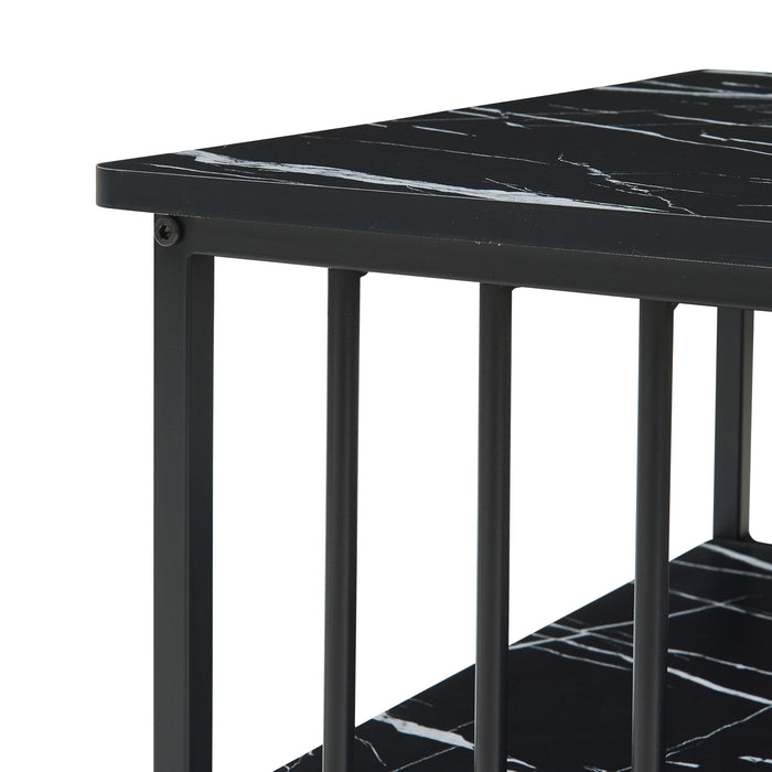 Tavolino Centrale da Salotto Raukurg con Ripiano 120 x 60 x 44 cm - Effetto Marmo Nero [en.casa]