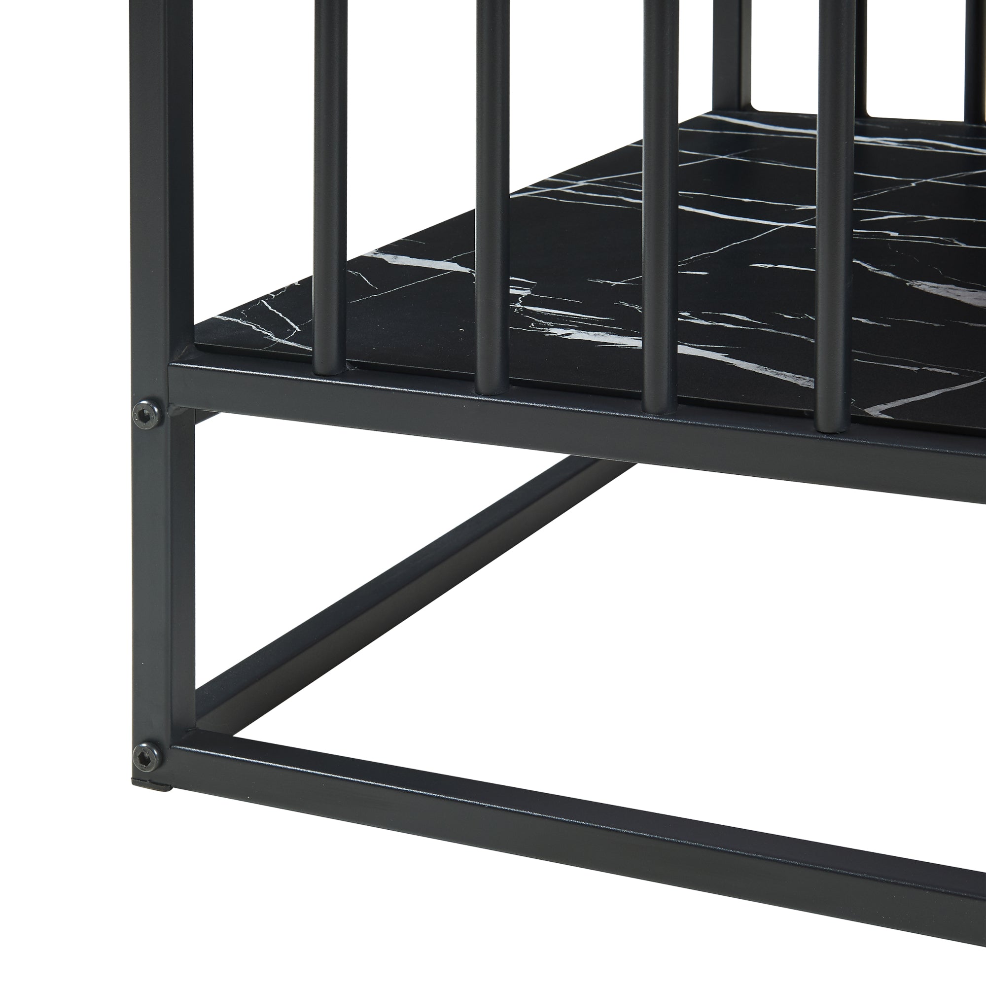 Tavolino Centrale da Salotto Raukurg con Ripiano 120 x 60 x 44 cm - Effetto Marmo Nero [en.casa]