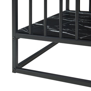 Tavolino Centrale da Salotto Raukurg con Ripiano 120 x 60 x 44 cm - Effetto Marmo Nero [en.casa]