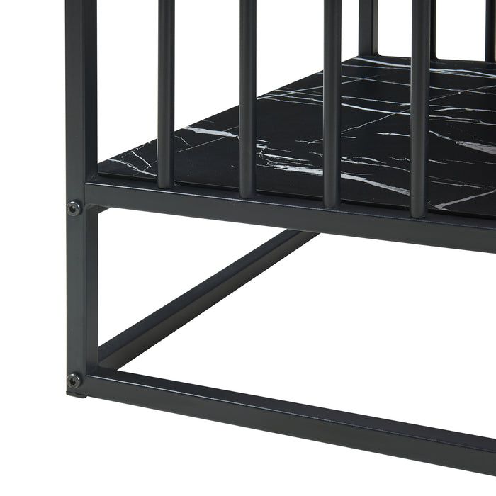 Tavolino Centrale da Salotto Raukurg con Ripiano 120 x 60 x 44 cm - Effetto Marmo Nero [en.casa]