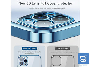 Cover Protettiva iPhone 13 Pro Max Azzurro Metallizzato + 2 Vetri Temperati Display Pellicola Protettiva Massima Sicurezza