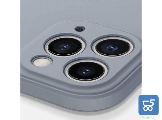 Cover Protettiva in Silicone per iPhone 12 Antiurto Colore Grigio + 2 Vetri di Protezione