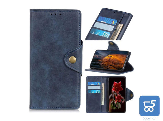 Cover per Samsung A13 5G Funzione Stand Slot Cart Flip Case in Pelle colore BLU