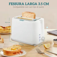 Set Bollitore Elettrico da 1.7L 2200W con Termostato e Tostapane Doppio con 7 Livelli di Doratura, Bianco