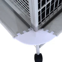 Voliera per Uccelli con Ruote Altezza 161.5cm, Vaschette in Acciaio e Trespoli in Legno, Argento